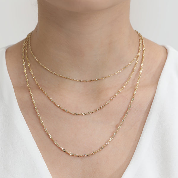 solid gold Singapore Chain necklaces