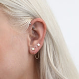 Double star stud Earrings in solid gold