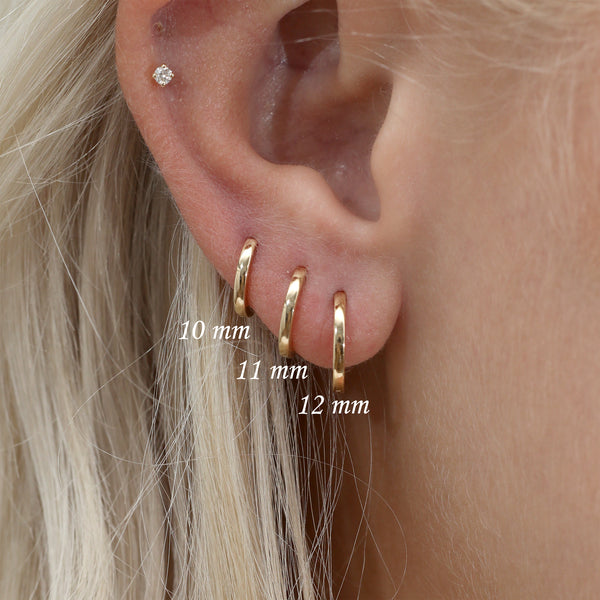 Simplistic Gold Huggie Earrings in three sizes