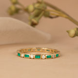 Solid Gold Emerald Diamond Eternity Ring