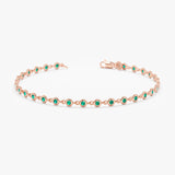 Rose Gold Emerald Tennis Bracelet