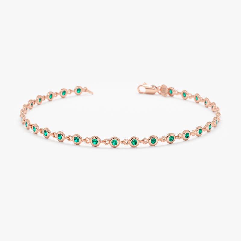 Rose Gold Emerald Tennis Bracelet