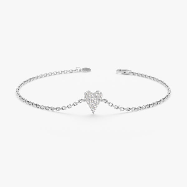 White Gold Diamond Heart Bracelet
