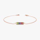 Rose Gold Rainbow Sapphire Bracelet