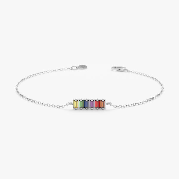 White Gold Rainbow Sapphire Bracelet
