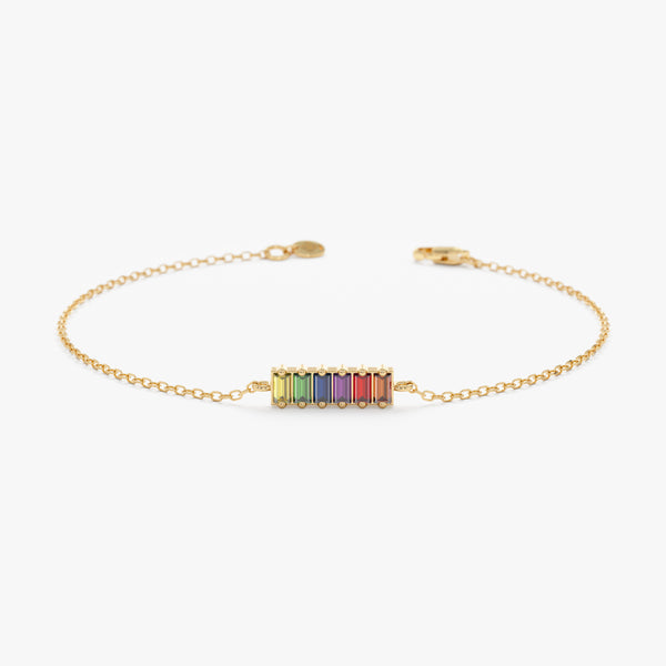 Prong Setting Rainbow Sapphire Bracelet