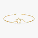 Solid Gold Open Star Bracelet
