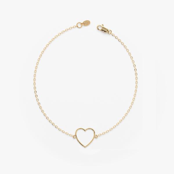 Solid Gold Open Heart Bracelet