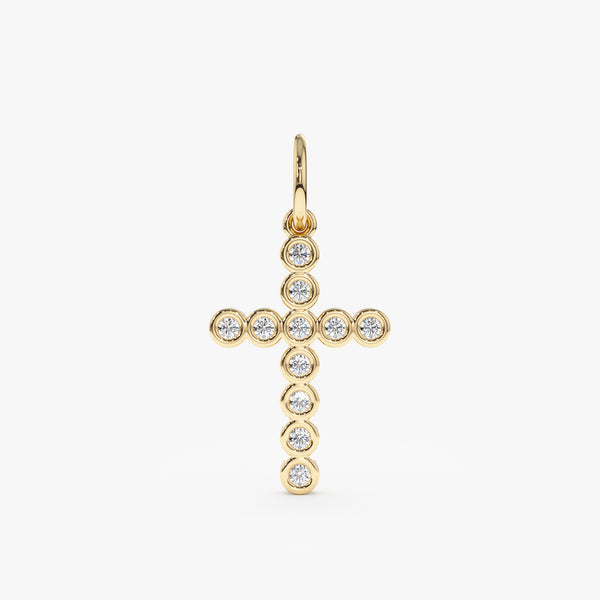 Yellow Gold Bezel Diamond Cross Pendant