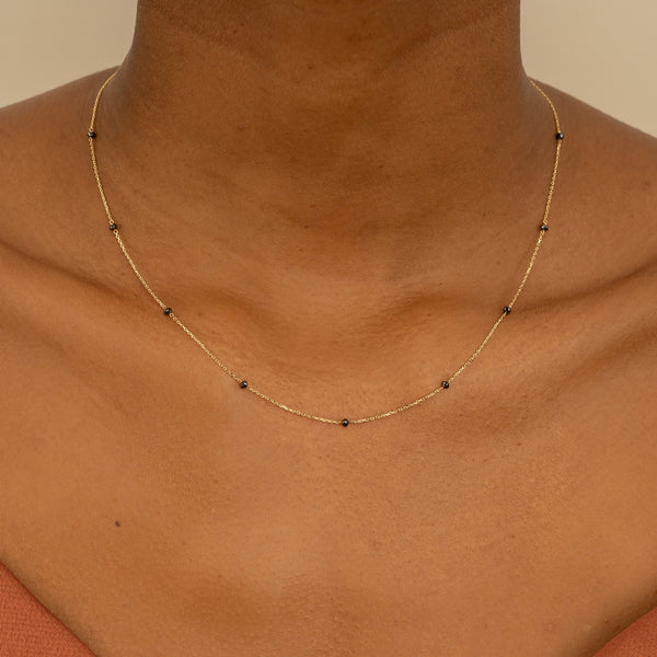 Multi natural Black Diamond Necklace in solid gold for her