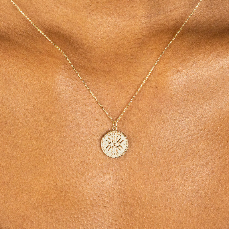 Solid Gold Lucky Eye pendant Necklace