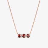 Rose Gold Handmade Garnet Necklace with Diamonds