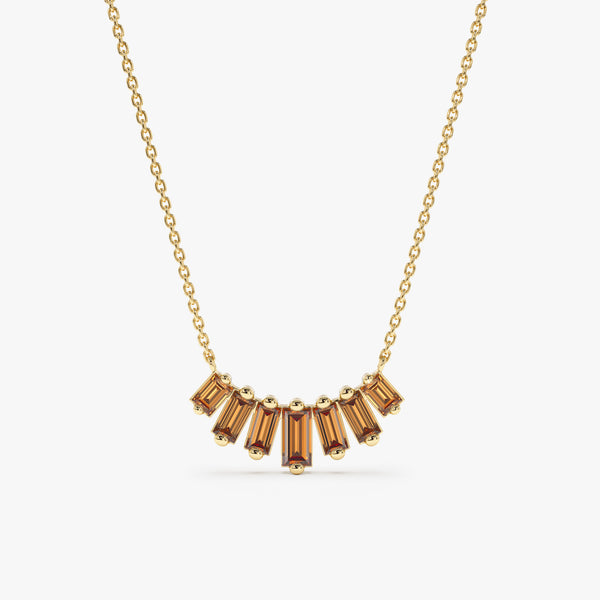 Yellow Gold Baguette Citrine Necklace