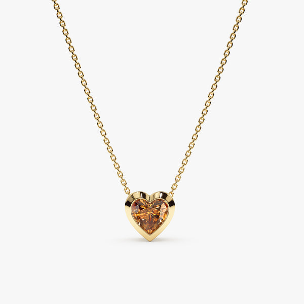 Yellow Gold Citrine Heart Necklace