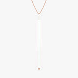 Rose Gold Diamond Lariat Bar Necklace