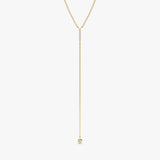 Yellow Gold Diamond Lariat Bar Necklace