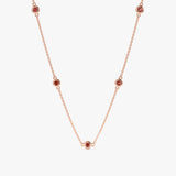 14k solid Rose Gold Garnet Station Necklace