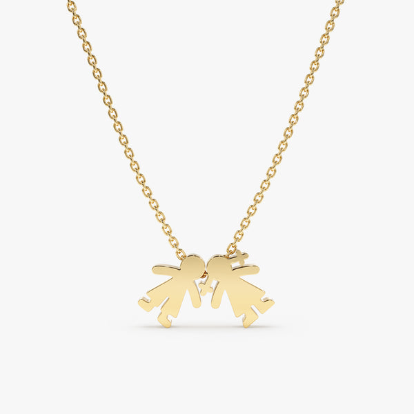 Yellow Gold Boy and Girl Necklace 