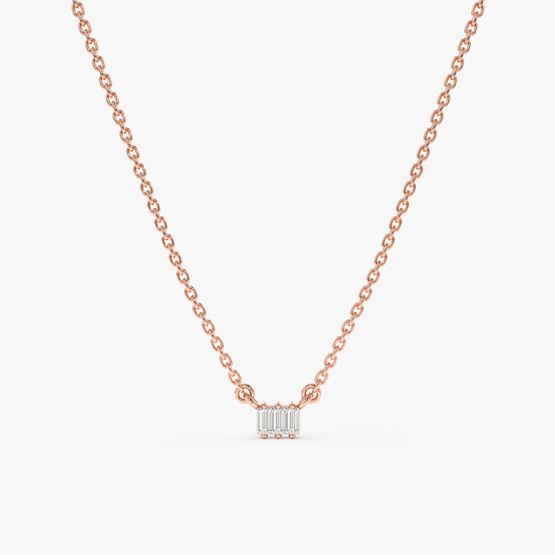 Rose Gold Baguette Diamond Necklace