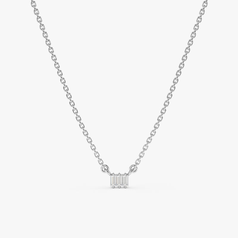 White Gold Baguette Diamond Necklace