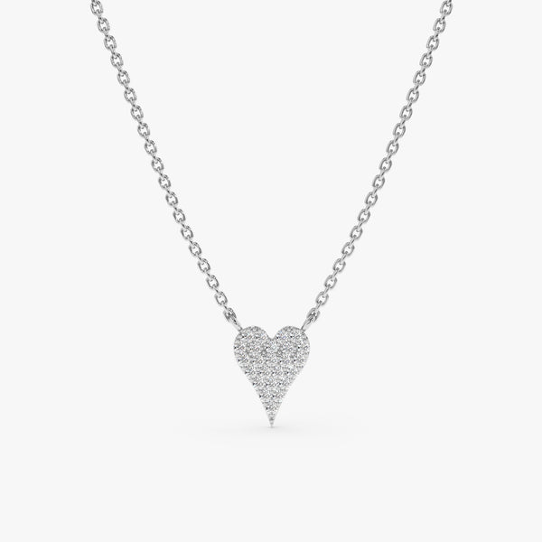 14k White Gold Diamond Heart Necklace