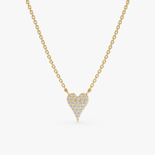 solid Yellow Gold Diamond Heart pendant Necklace
