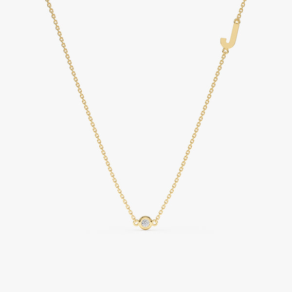 Yellow Gold Diamond Initial Necklace
