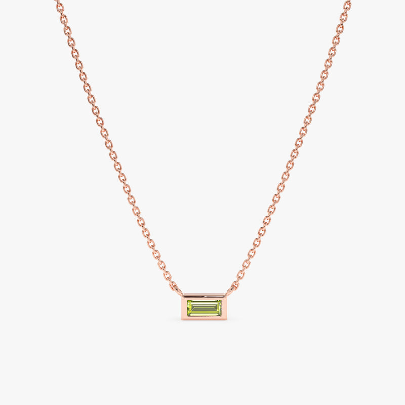 Rose Gold Natural Peridot Stone Pendant necklace