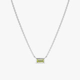 solid 14k White Gold August Birthstone Necklace
