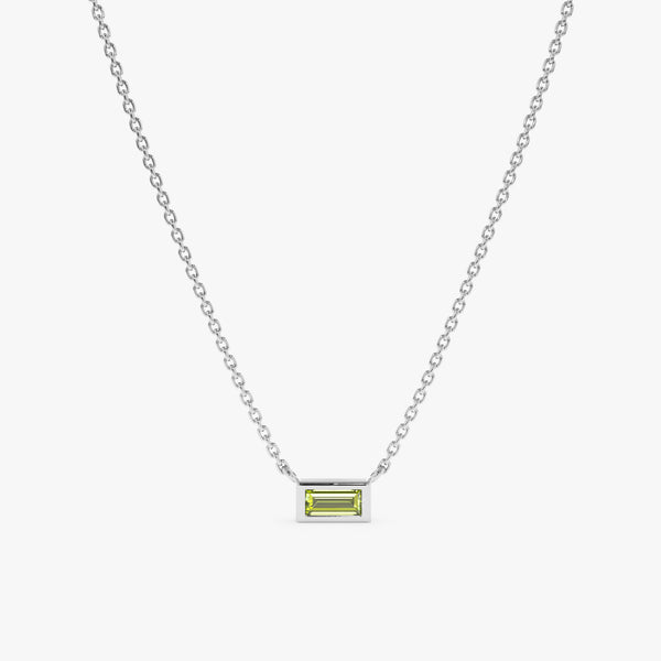 solid 14k White Gold August Birthstone Necklace