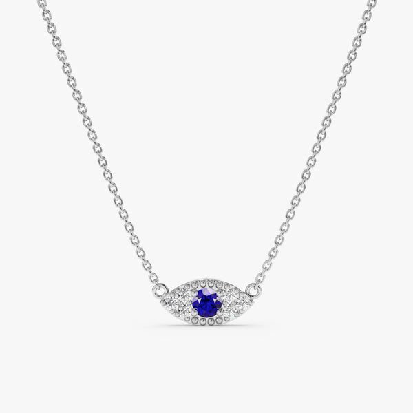White Gold Evil Eye sapphire Necklace