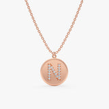 14k Rose Gold Diamond Initial charm Necklace