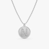 14k White Gold Diamond Initial charm Necklace