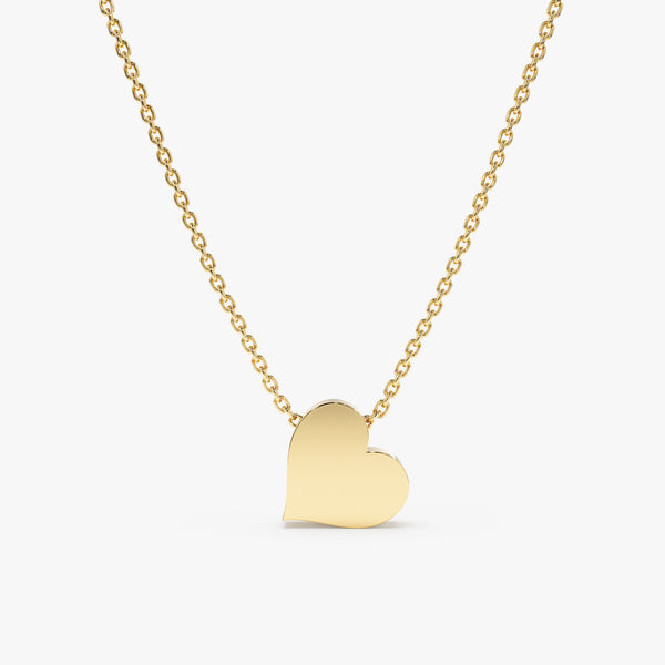 Yellow Gold Engravable Heart Necklace