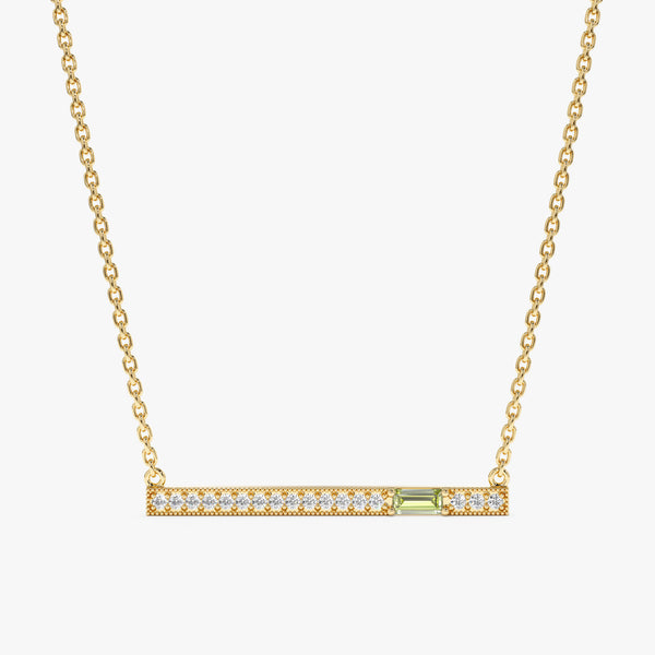 Peridot Diamond Bar Necklace