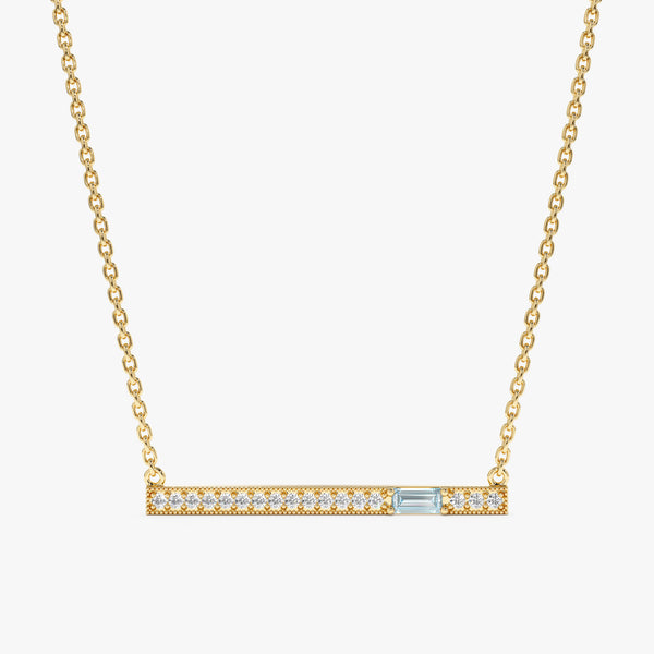 Aquamarine Diamond Bar Necklace