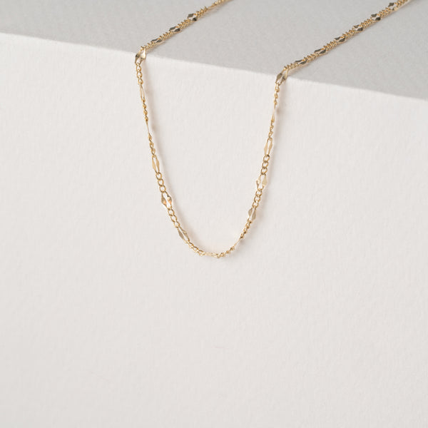 Dainty solid Gold mixed Chain Necklace