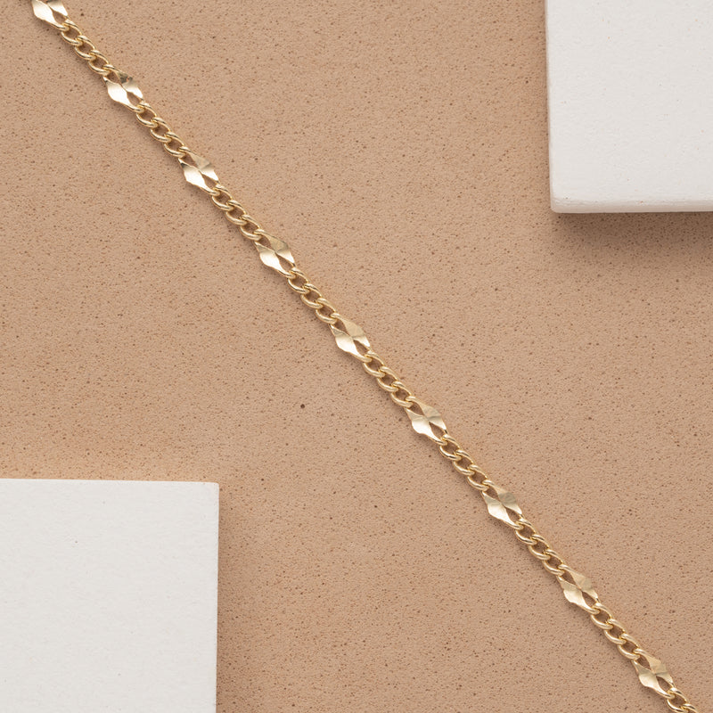 Solid Gold kite Chain Bracelet