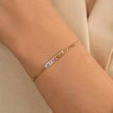 Rainbow Colors Sapphire Gold bar Bracelet