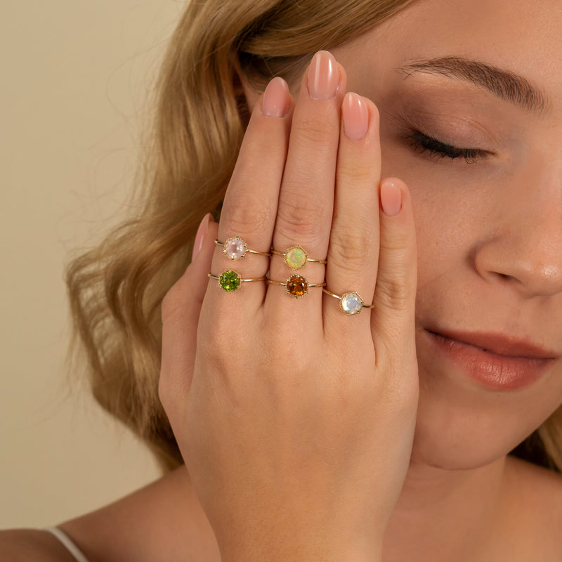 Solid Gold Birthstone Rings