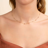 Dainty Ruby Gemstone and Gold Necklace