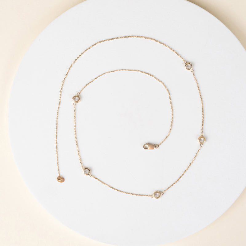 Layering Necklace with Natural Moonstone bezels