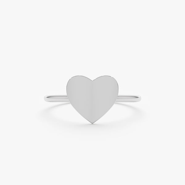 White Gold Engravable Heart Ring