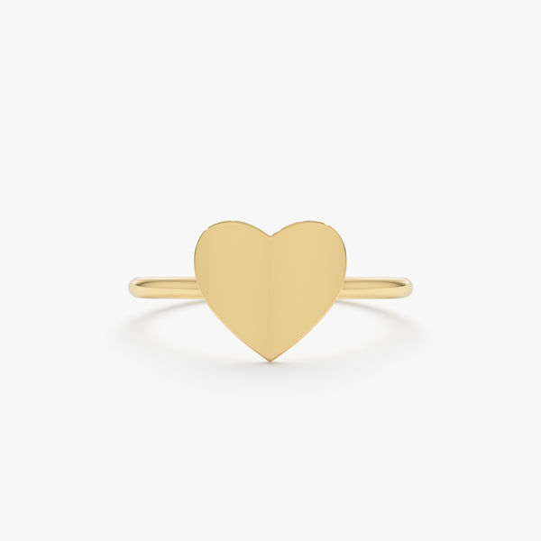 Solid Gold Heart Signet Ring