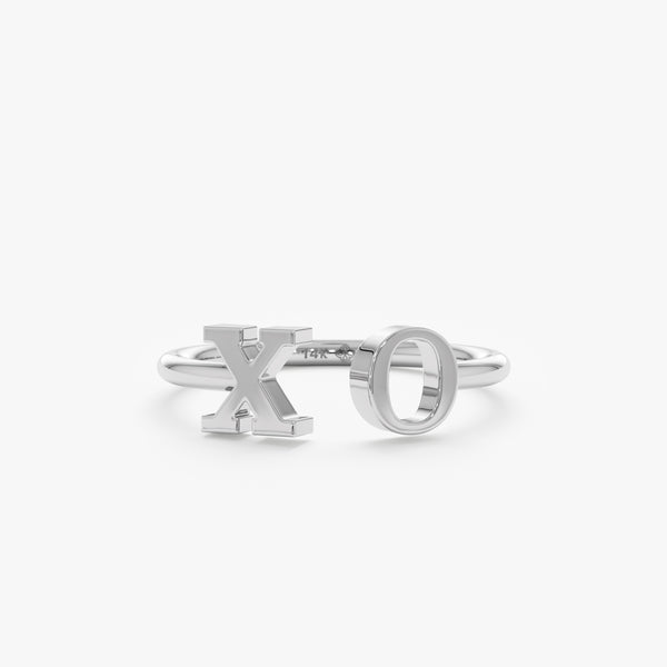 White Gold Custom Double Initial Ring