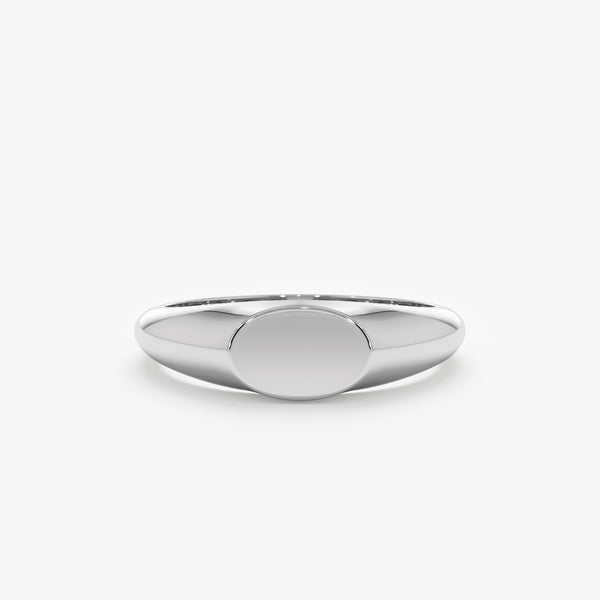 White Gold Oval Engravable Signet Ring