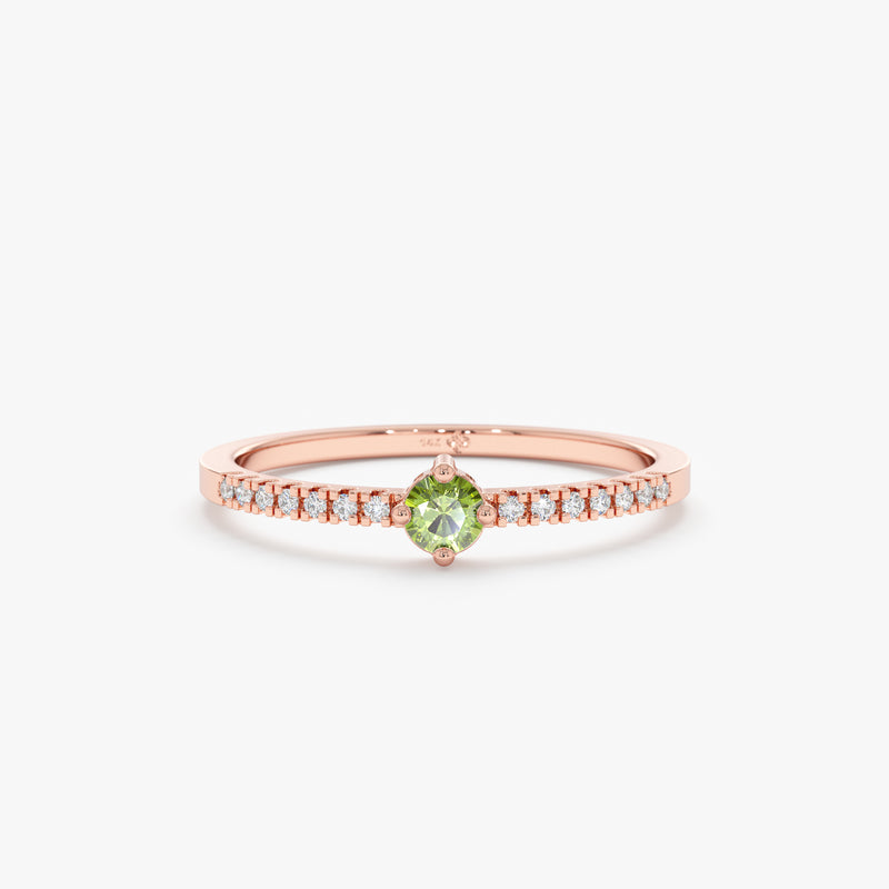 Rose Gold Diamond Peridot Ring