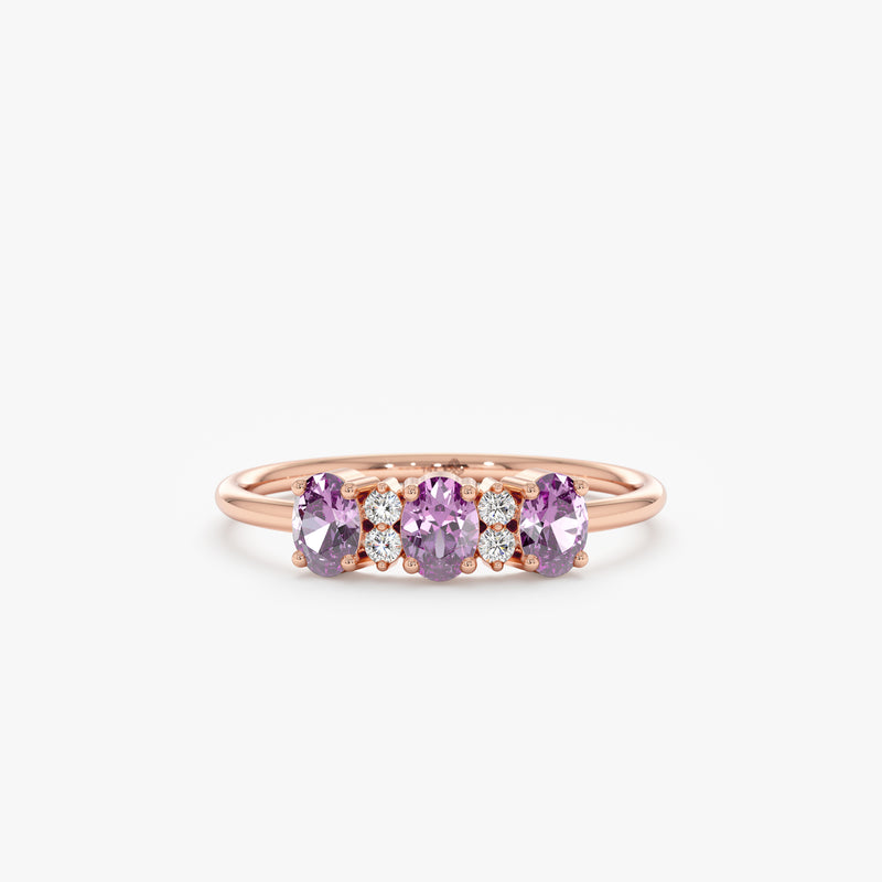 Rose Gold Diamond Amethyst Ring