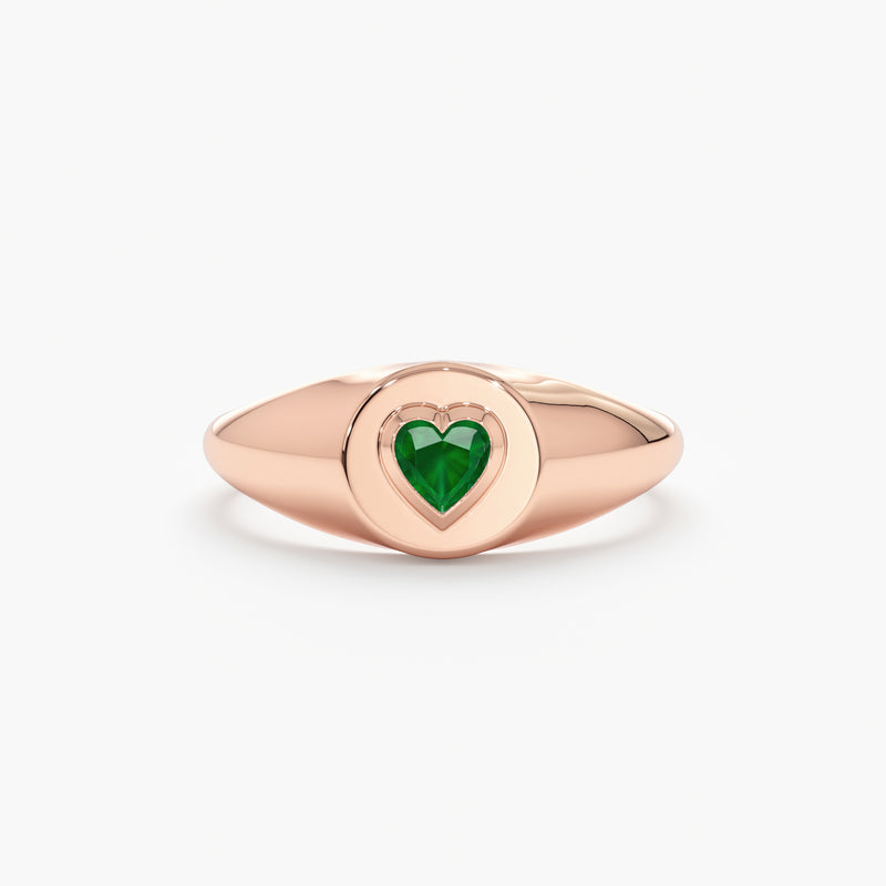 Rose Gold Emerald Signet Ring
