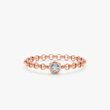 Rose Gold Aquamarine Chain Ring